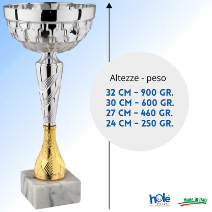 Coppa da 24 cm con tazza in metallo e base in marmo | Cod. 13.543S