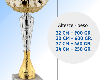 Coppa da 30 cm con tazza in metallo e base in marmo | Cod. 13.542G