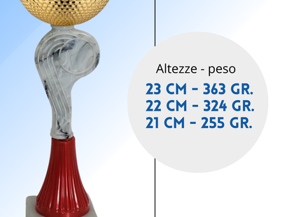 Coppa da 23 cm con tazza in metallo e base in marmo | Cod. 13.461G