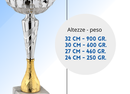 Coppa da 32 cm con tazza in metallo e base in marmo | Cod. 13.541S