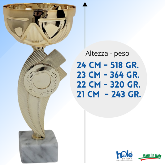 Coppa da 24 cm Oro in ABS con base in marmo | Cod. 13.211G