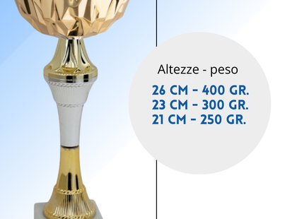 Coppa da 23 cm con tazza in metallo e base in marmo | Cod. 13.592G