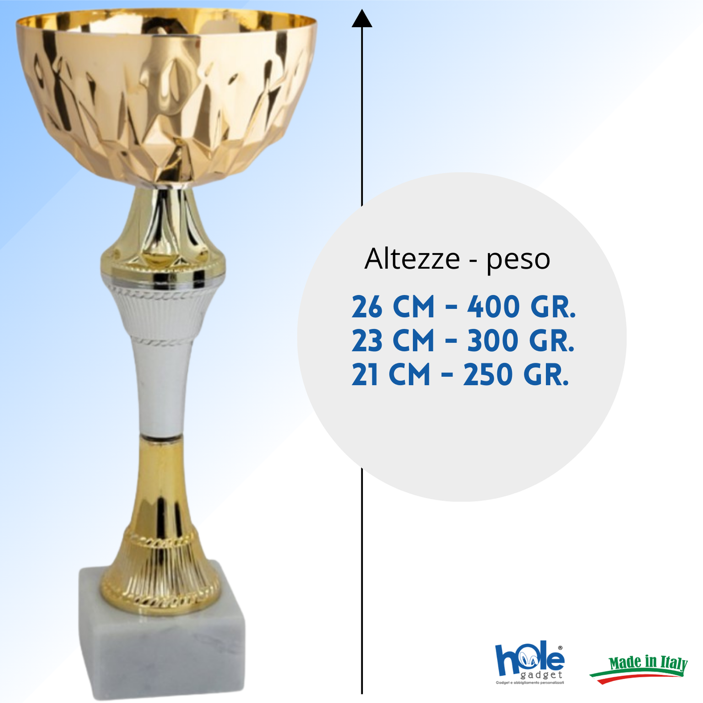 Coppa da 21 cm con tazza in metallo e base in marmo | Cod. 13.593G