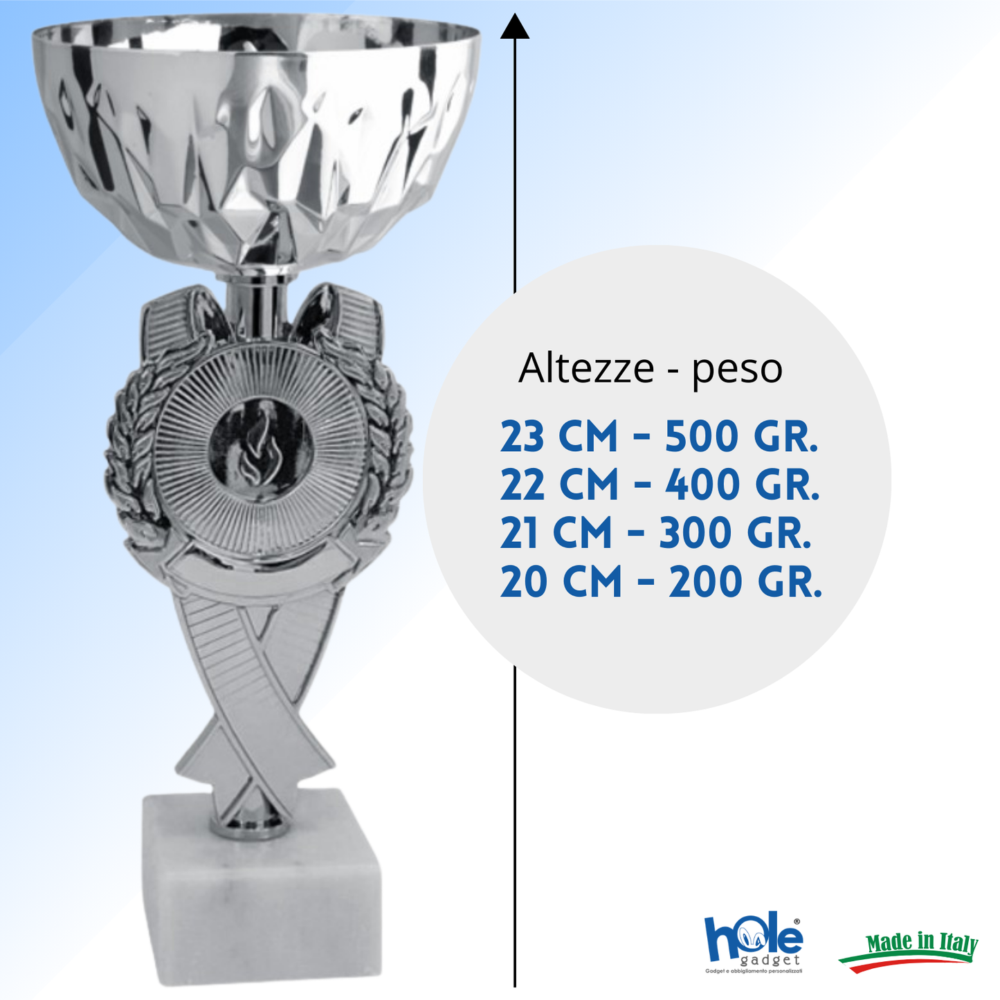 Coppa da 20 cm con tazza in metallo e base in marmo | Cod. 13.604S