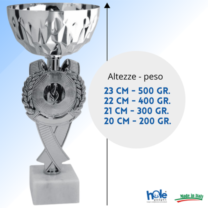 Coppa da 20 cm con tazza in metallo e base in marmo | Cod. 13.604S