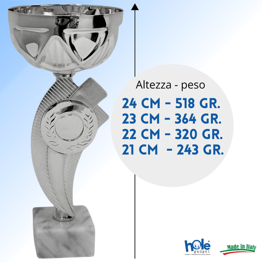 Coppa da 21 cm Silver in ABS con base in marmo | Cod. 13.214S