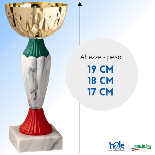 Coppa da 17 cm con tazza in metallo e base in marmo | Cod. 13.393G