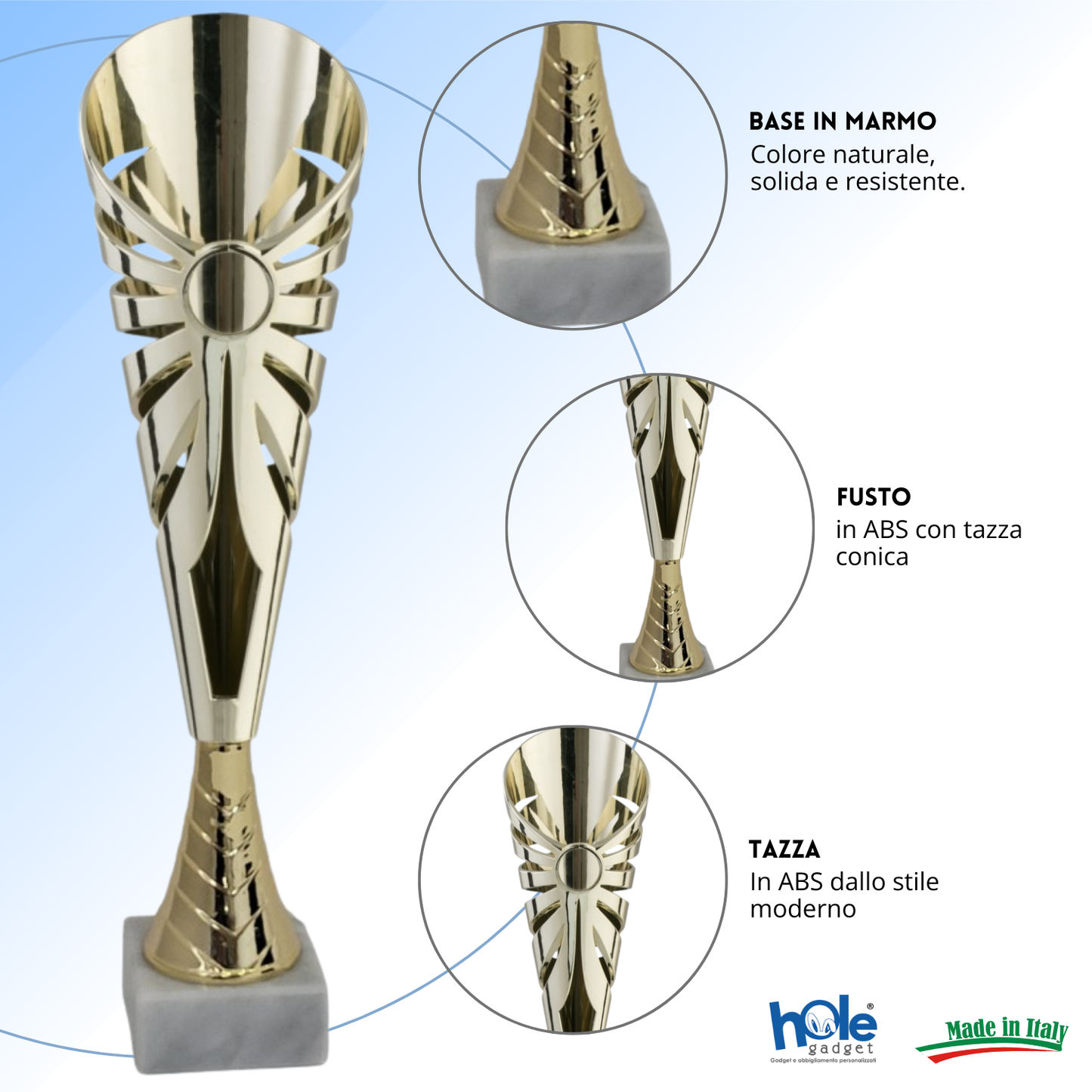 Coppa da 31 cm in ABS con base in marmo | Cod. 12.963G