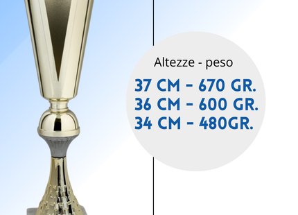 Tris di premiazioni economiche 37 - 36 - 34 cm | Cod. 13.209
