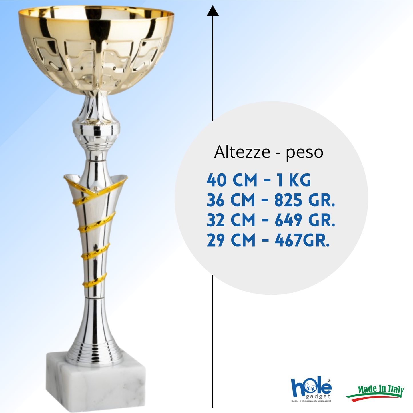 Coppa da 29 cm in metallo con base in marmo | Cod. 11.574G