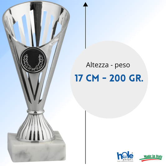 Coppa da 17 cm Argento in ABS con base in marmo | Cod. 13.022S