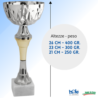 Coppa da 26 cm con tazza in metallo e base in marmo | Cod. 13.591S