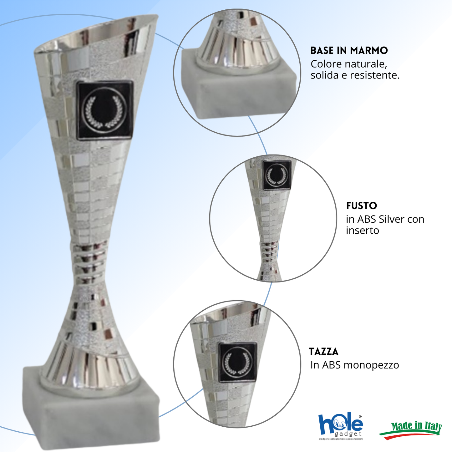 Coppa da 26 cm in ABS con base in marmo | Cod. 12.312