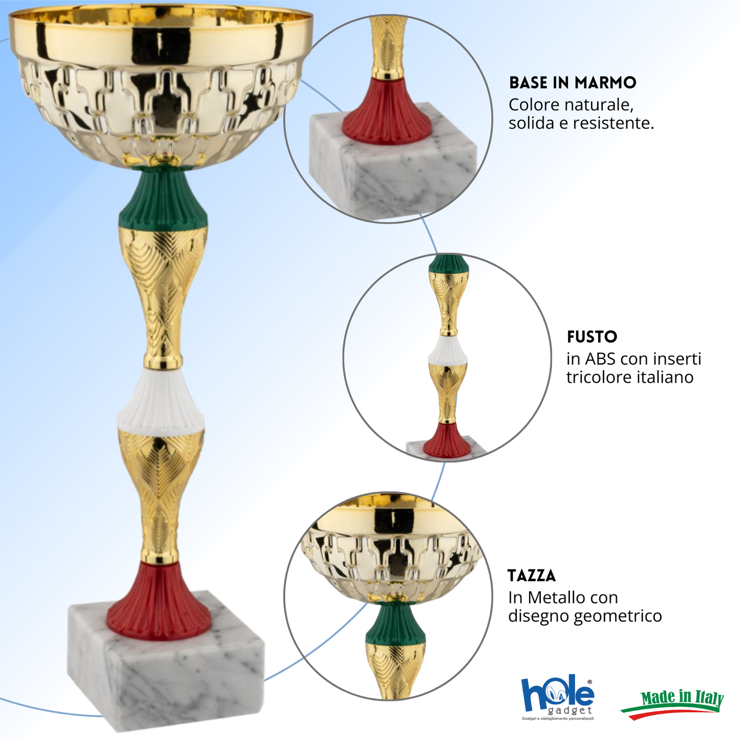 Coppa da 24 cm in ABS con base in marmo | Cod. 12.945G