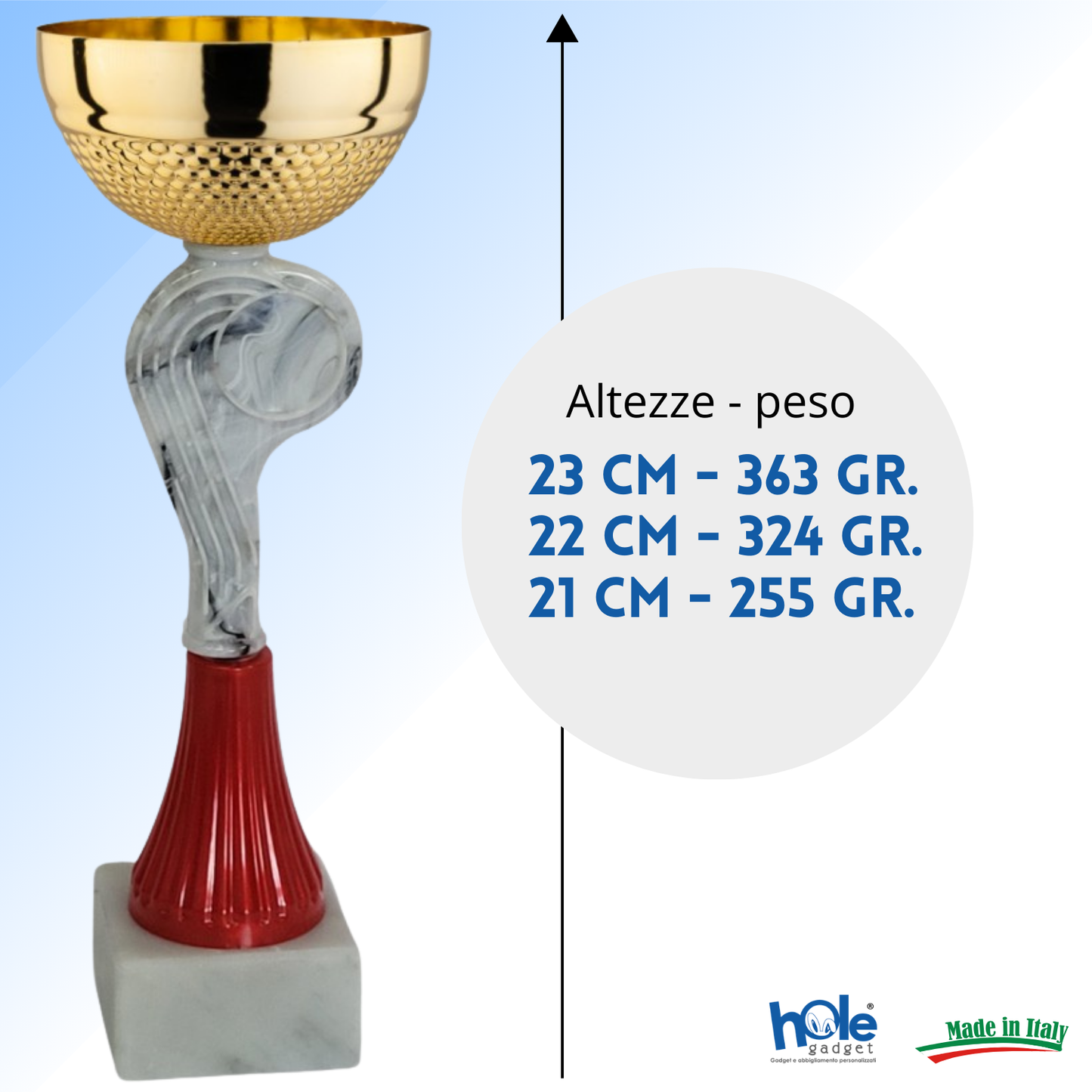 Tris di premiazioni 23 - 22 - 21 cm | Cod. 13.469