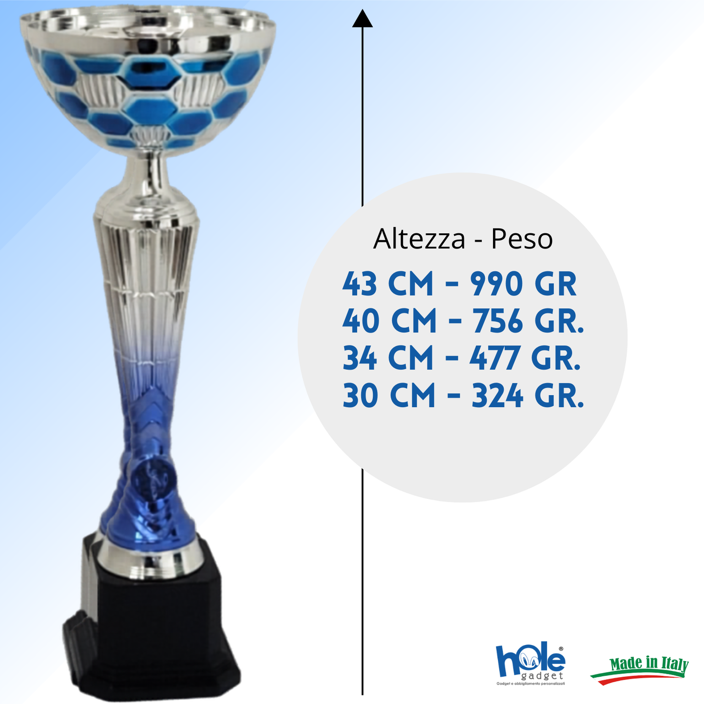 Set 4 coppe personalizzate 43 - 40 - 34 - 30 cm | Cod. 10.089