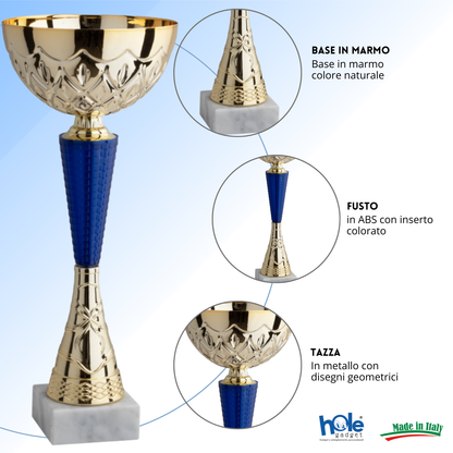 Coppa da 27 cm in metallo con base in marmo | Cod. 13.034G