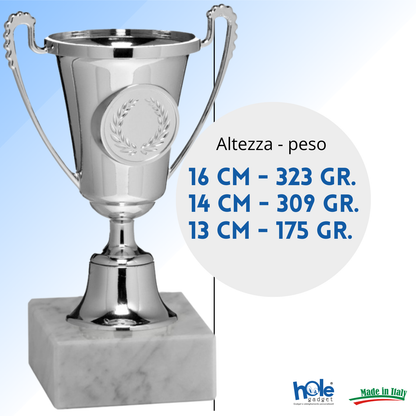 Coppa da 16 cm Silver in ABS con base in marmo | Cod. 13.291