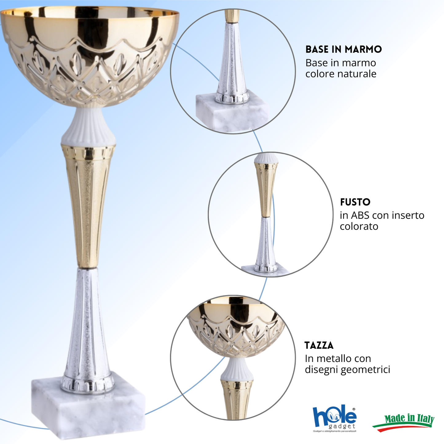 Set di 5 coppe personalizzate 35 - 33 - 3 - 27 - 25 cm | Cod. 13.049G