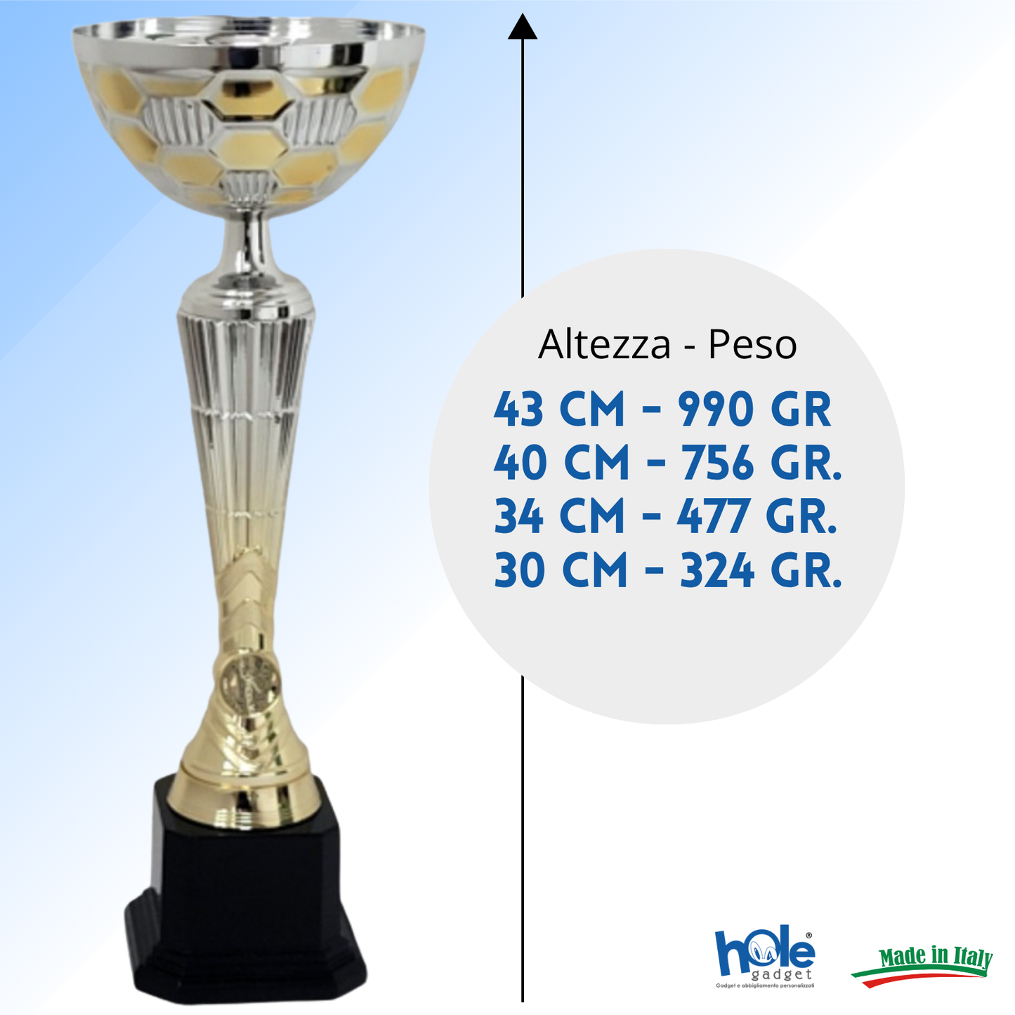 Set 4 coppe personalizzate 43 - 40 - 34 - 30 cm | Cod. 10.069