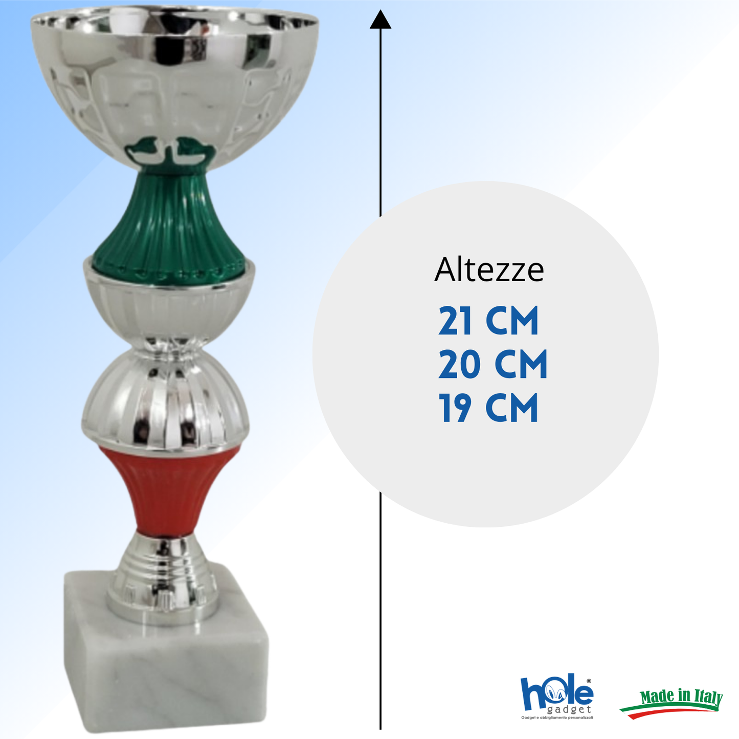 Coppa da 19 cm in metallo con base in marmo | Cod. 13.413S