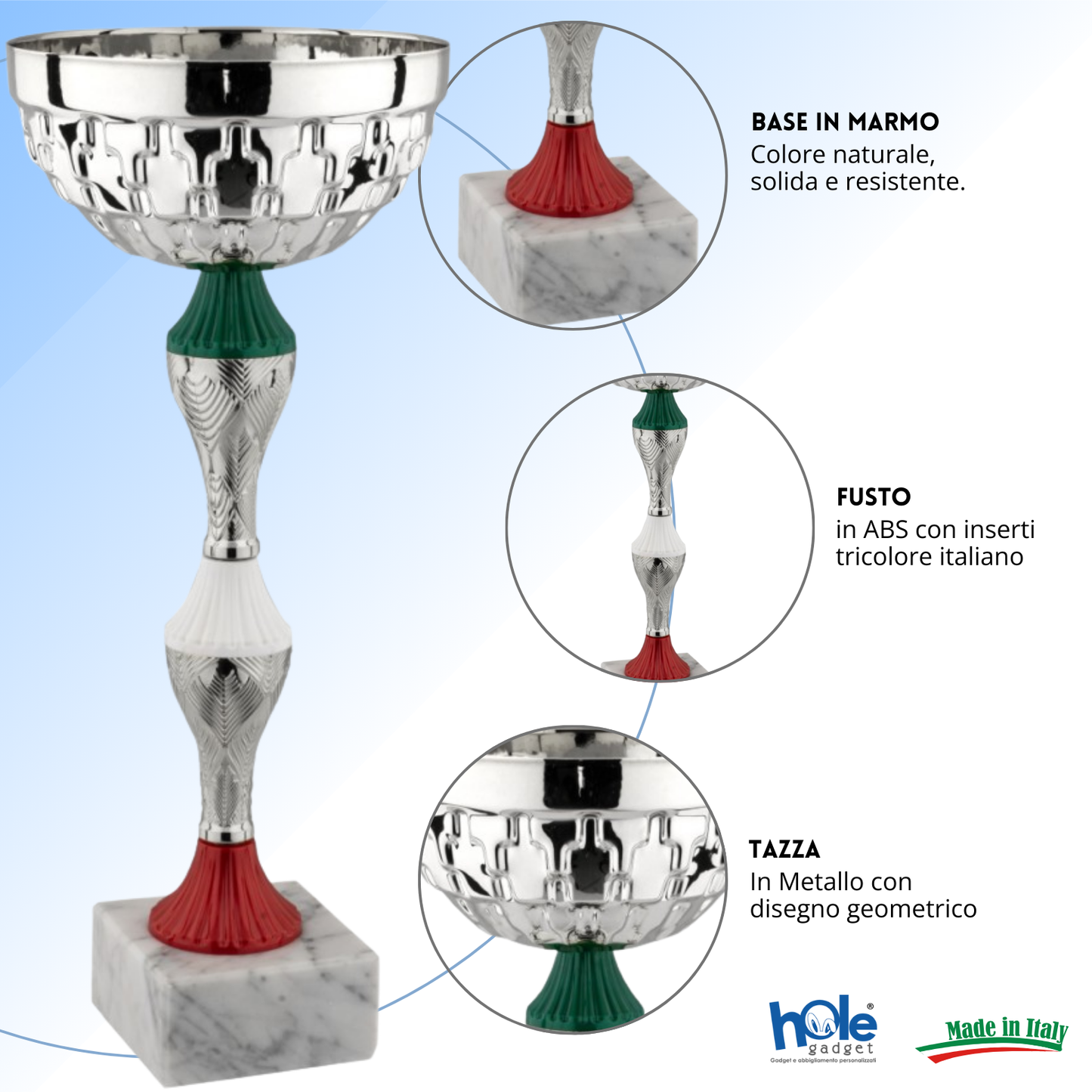 Set di 5 coppe personalizzate 37-34 - 30 - 27 - 24 cm | Cod. 12.949S