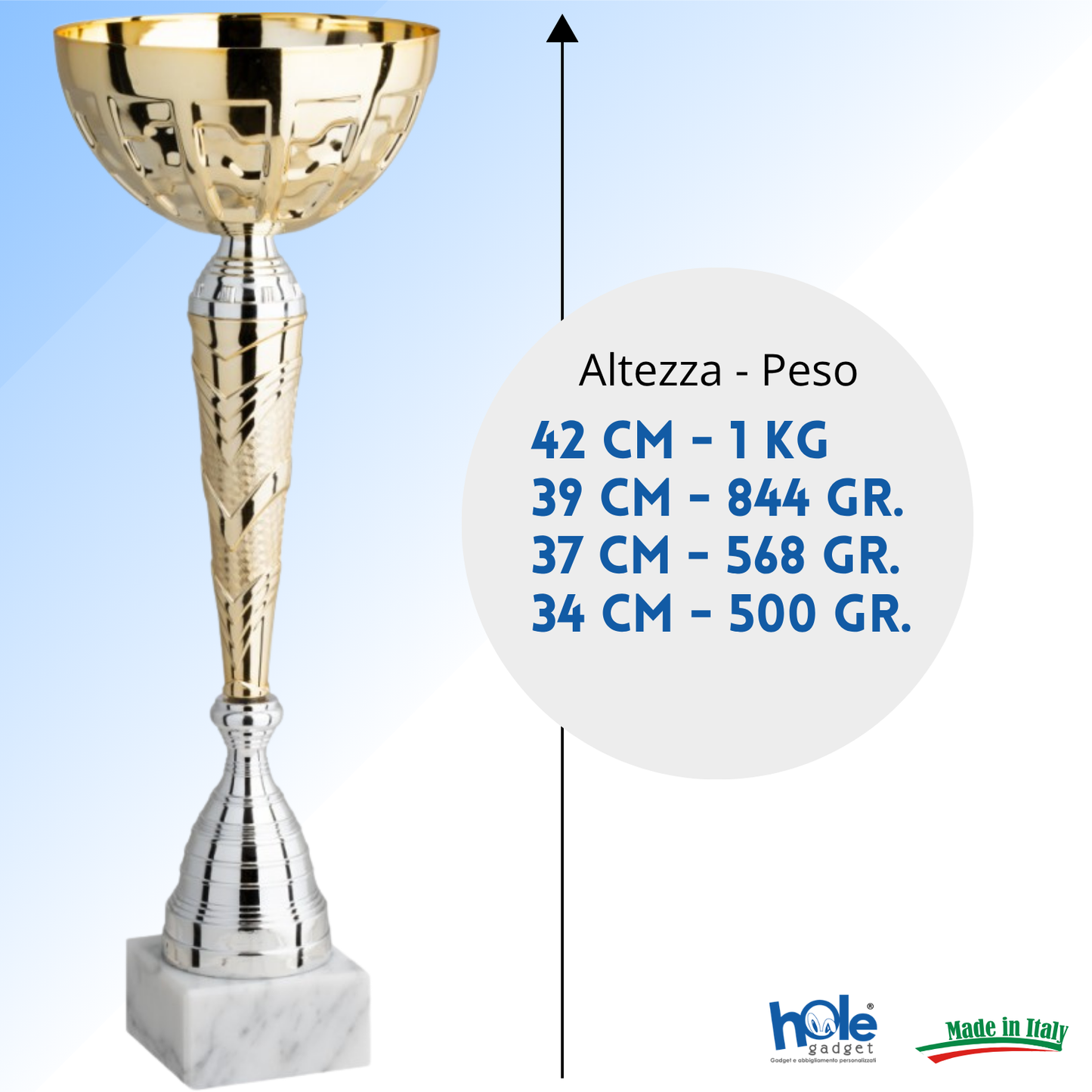 Set 4 coppe personalizzate 42 - 39 - 37 - 34 cm | Cod. 10.039G
