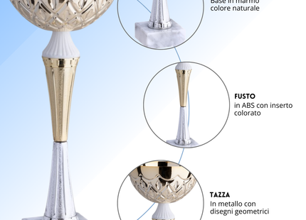 Coppa da 30 cm in metallo con base in marmo | Cod. 13.043G