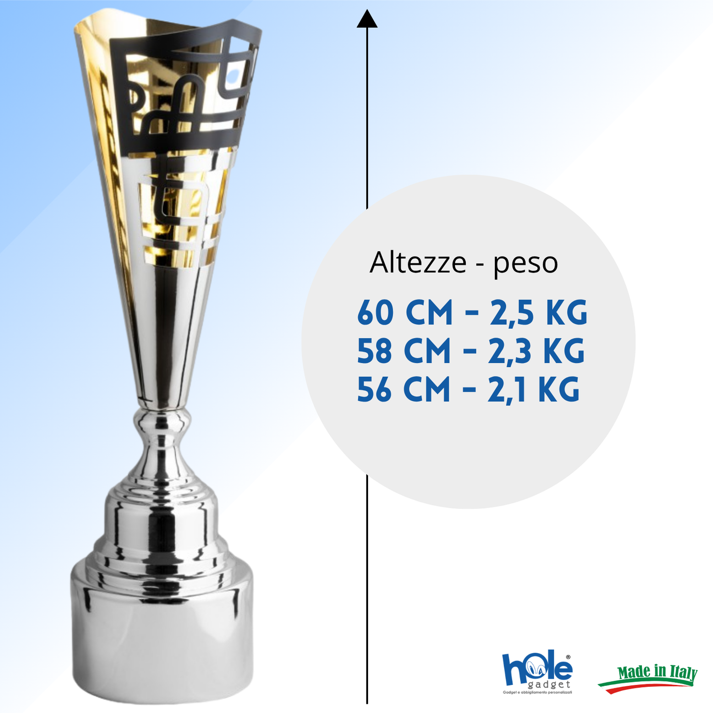 Trofeo in metallo da 56 cm peso da 2,1 Kg. | Cod. 3.123