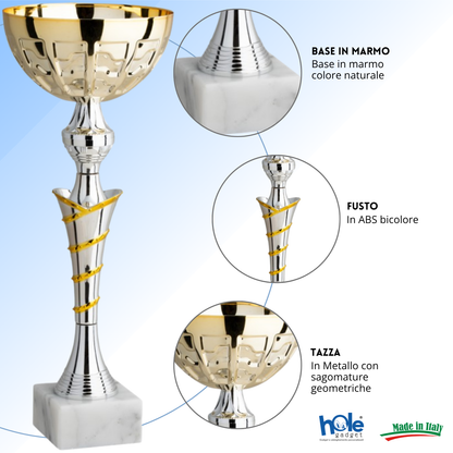 Coppa da 29 cm in metallo con base in marmo | Cod. 11.574G