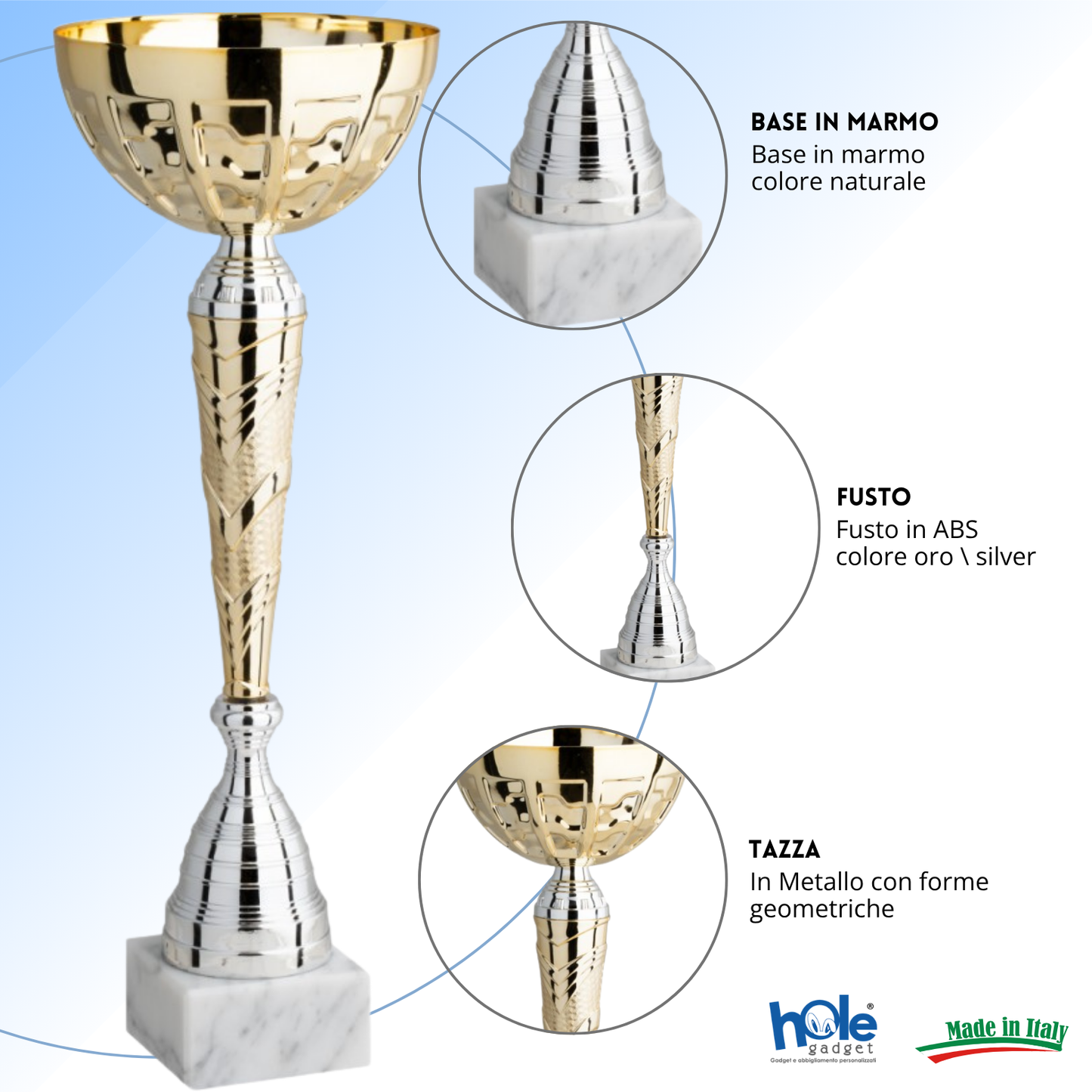 Set 4 coppe personalizzate 42 - 39 - 37 - 34 cm | Cod. 10.039G