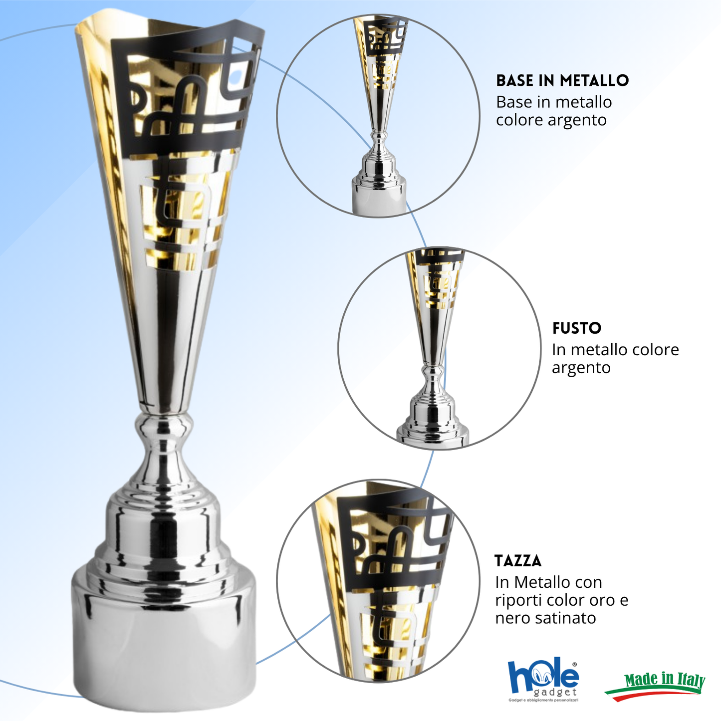 Trofeo in metallo da 56 cm peso da 2,1 Kg. | Cod. 3.123