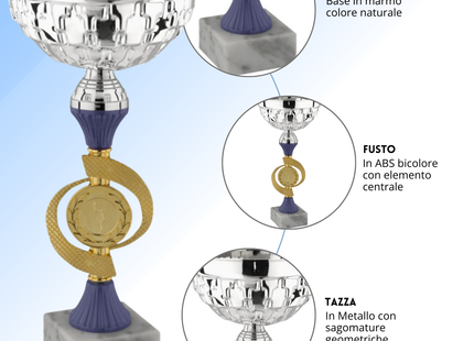 Coppa da 25 cm con tazza in metallo e base in marmo | Cod. 13.553S