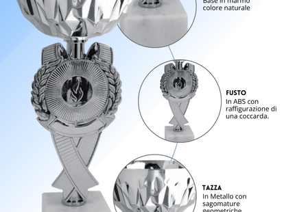 Coppa da 23 cm con tazza in metallo e base in marmo | Cod. 13.601S
