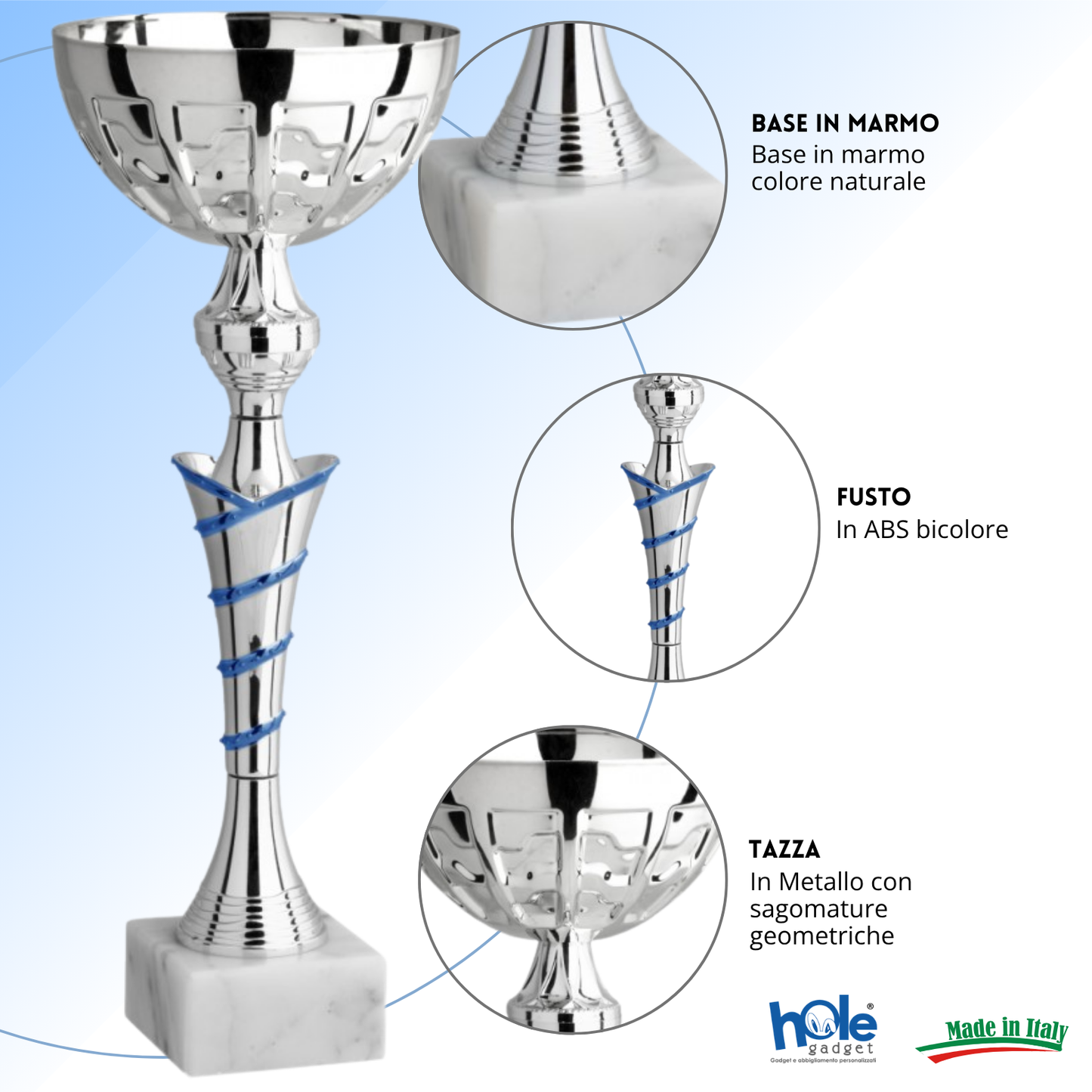 Coppa da 29 cm in metallo con base in marmo | Cod. 11.574S