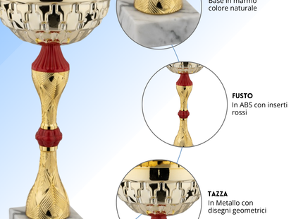 Coppa da 22 cm in metallo con base in marmo | Cod. 13.245G