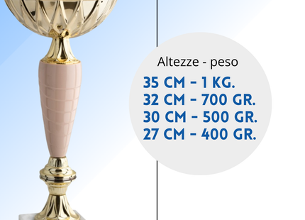 Coppa da 35 cm in metallo con base in marmo | Cod. 13.011G