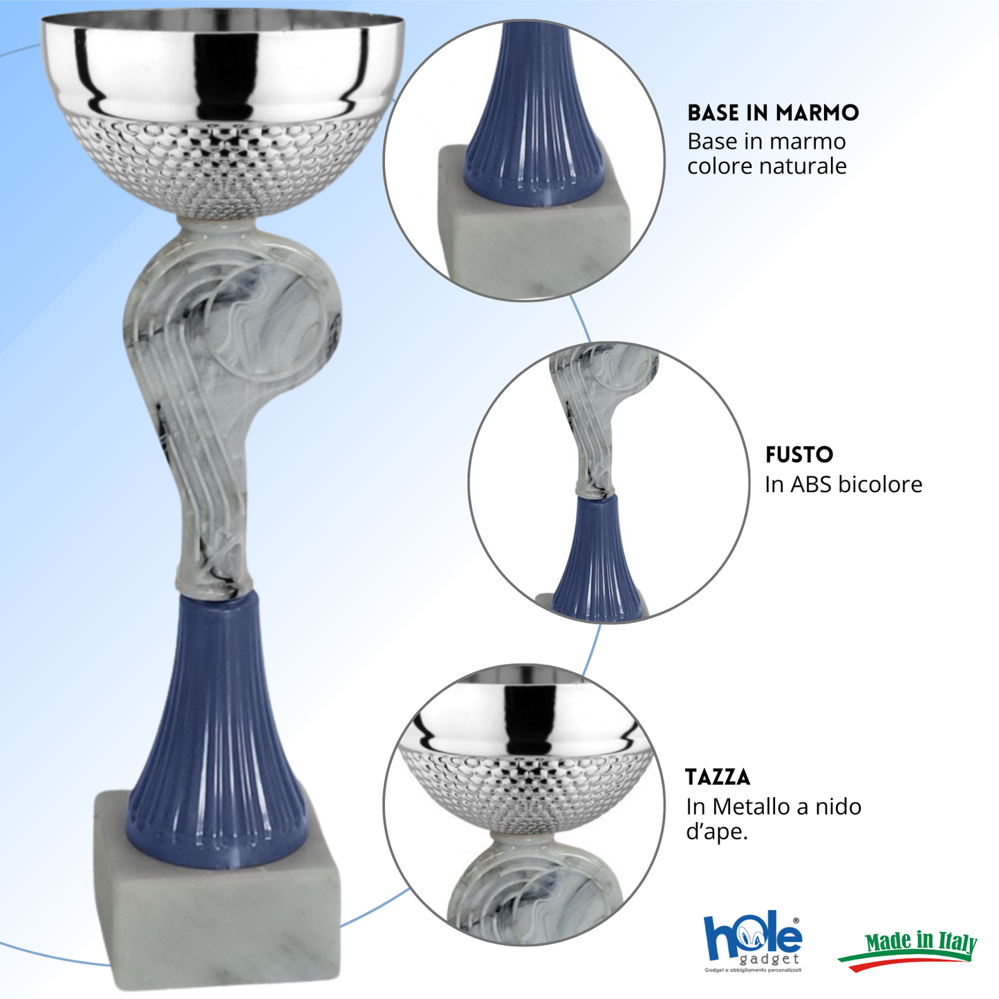 Coppa da 22 cm con tazza in metallo e base in marmo | Cod. 13.462S