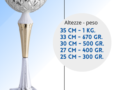 Coppa da 35 cm in metallo con base in marmo | Cod. 13.042G