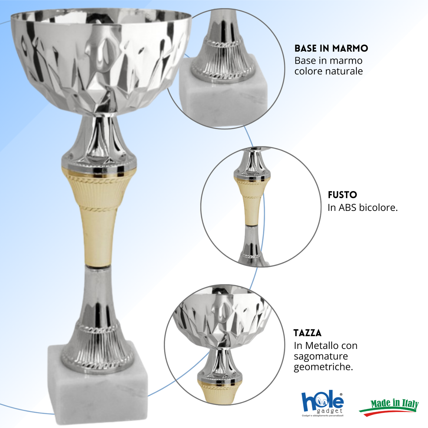 Coppa da 21 cm con tazza in metallo e base in marmo | Cod. 13.593S