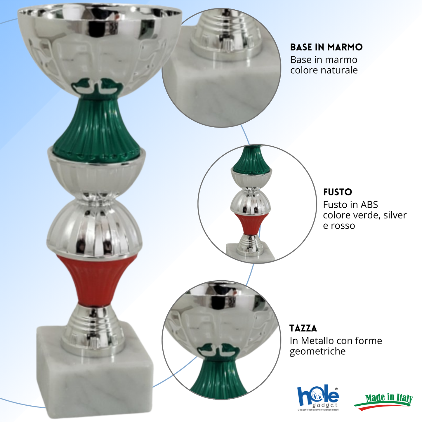 Coppa da 21 cm in metallo con base in marmo | Cod. 13.411S