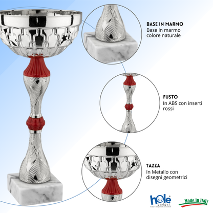 Coppa da 30 cm in metallo con base in marmo | Cod. 13.242S