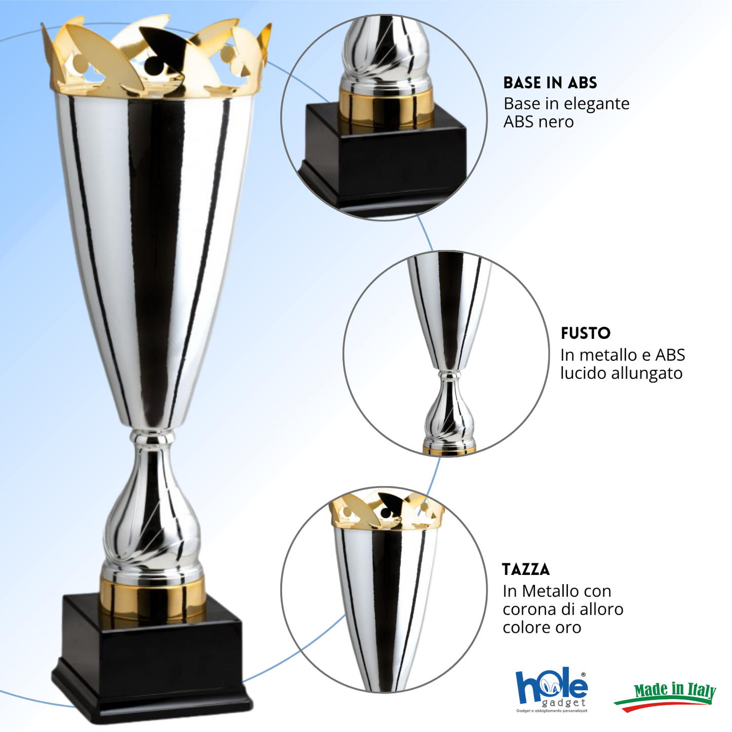 Tris di trofei personalizzati 69 - 62 - 55 cm | Cod. 1.019