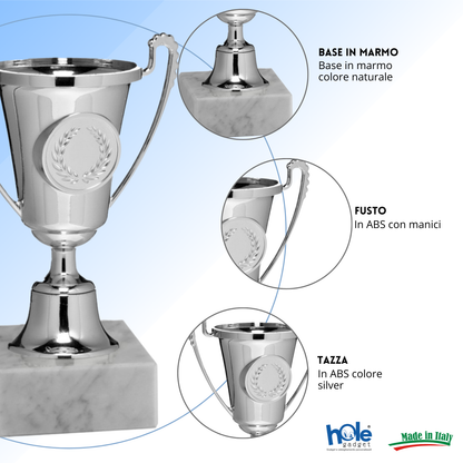 Coppa da 16 cm Silver in ABS con base in marmo | Cod. 13.291
