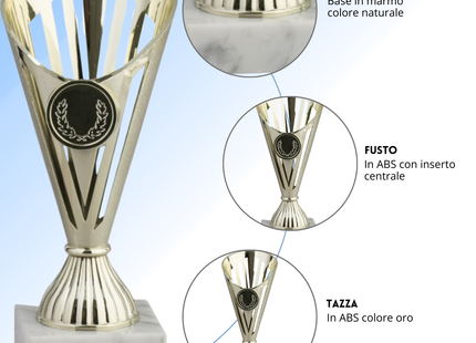 Coppa da 17 cm Oro in ABS con base in marmo | Cod. 13.021G