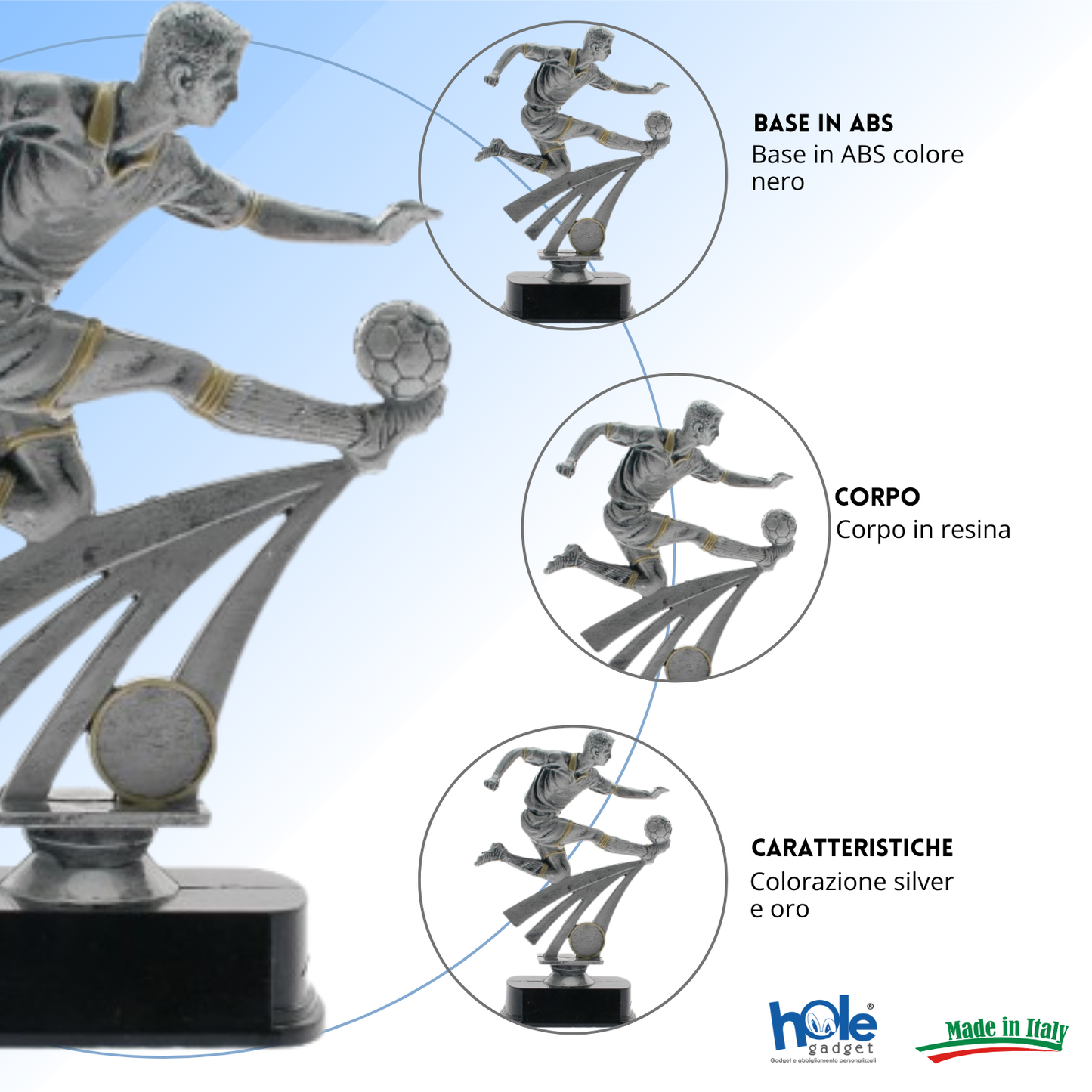 Premio calcistico da 23 cm personalizzato | Cod. 14.500A