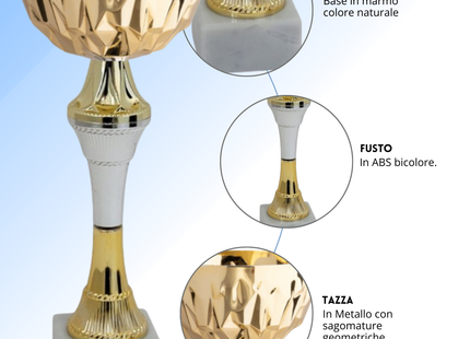Coppa da 23 cm con tazza in metallo e base in marmo | Cod. 13.592G