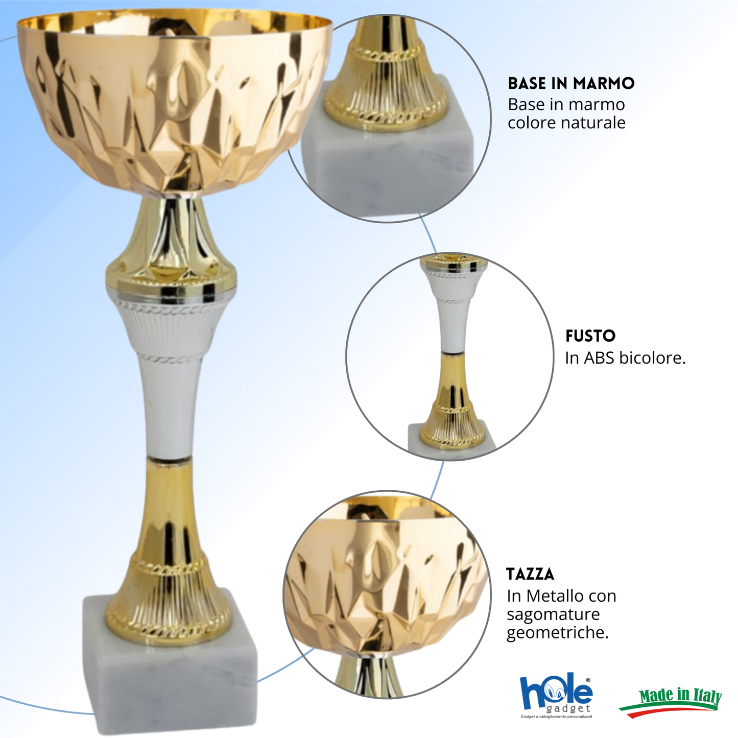 Coppa da 21 cm con tazza in metallo e base in marmo | Cod. 13.593G