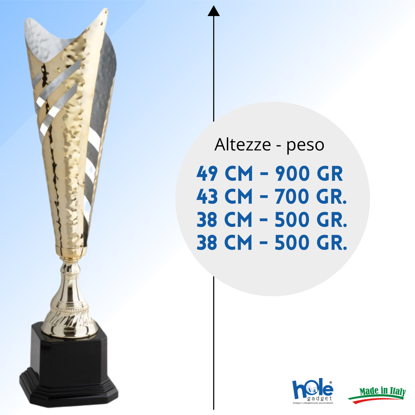 Set da 4 trofei personalizzati 49 - 43 - 38 - 38 cm | Cod. 4.559A