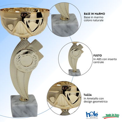 Coppa da 21 cm Oro in ABS con base in marmo | Cod. 13.214G